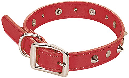 CHAPUIS SELLERIE SLA052 Hundehalsband - Leder-Imitat rot mit Nieten - Breite 25 mm - Länge 55 cm - Größe L von CHAPUIS SELLERIE
