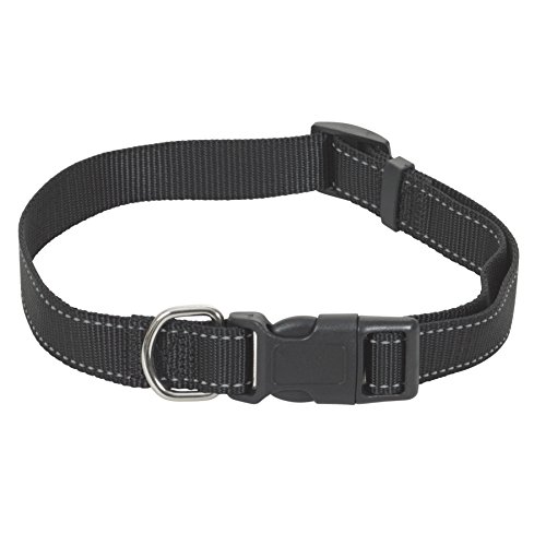 CHAPUIS SELLERIE SLA329 Reflektierendes verstellbares Hundehalsband - Verstärkter Nylongurt schwarz - Breite 40 mm - Länge 61-74 cm - Größe XL von CHAPUIS SELLERIE