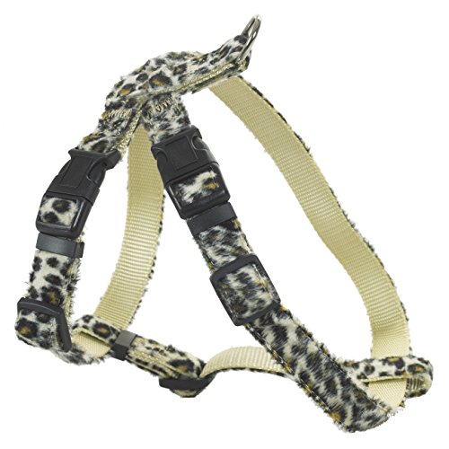 CHAPUIS SELLERIE SLA381 Verstellbares Hunde- und Katzengeschirr - Velours-Gurt Leoparden-Look - Breite 10 mm - Maße 20-35 cm - Größe XS von CHAPUIS SELLERIE