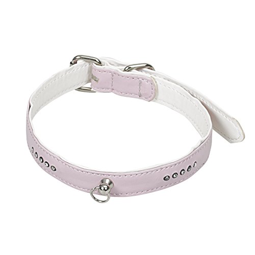CHAPUIS SELLERIE SLA548 Hunde- und Katzenhalsband - Leder-Imitat mit rosa Strass-Steinchen - Breite 12 mm - Länge 25 cm - Größe XS von CHAPUIS SELLERIE