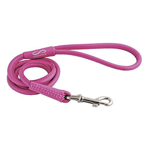 CHAPUIS SELLERIE SLA685 Runde Glamour-Leine für Hunde und Katzen - Rosa Leder - Durchmesser 4 mm - Länge 1,22 m - Größe XS von CHAPUIS SELLERIE