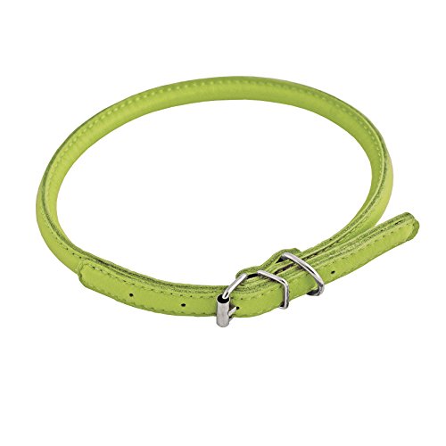 CHAPUIS SELLERIE SLA696 Rundes verstellbares Glamour-Halsband für Hunde - Grünes Leder - Durchmesser 6 mm - Länge 25-33 cm - Größe S von CHAPUIS SELLERIE