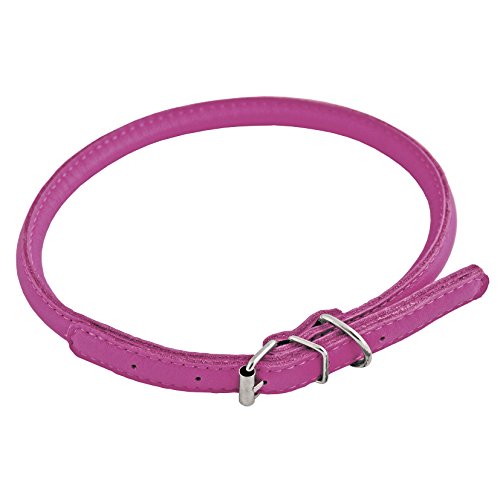 CHAPUIS SELLERIE SLA699 Rundes verstellbares Glamour-Halsband für Hunde und Katzen - Rosa Leder - Durchmesser 6 mm - Länge 17-20 cm - Größe XS von CHAPUIS SELLERIE