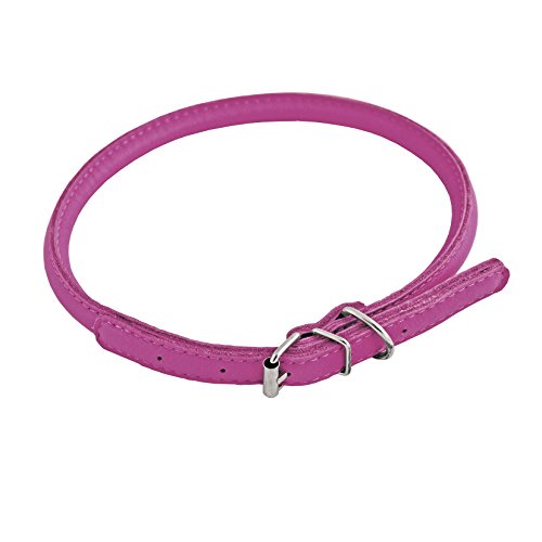CHAPUIS SELLERIE SLA700 Rundes verstellbares GLAMOUR-Halsband für Hunde und Katzen - Rosa Leder - Durchmesser 8 mm - Länge 20-25 cm - Größe S von CHAPUIS SELLERIE