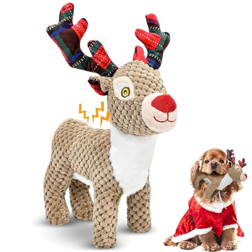 CHAWONER Hundespielzeug Weihnachten, Interaktives Hundespielzeug Quietschspielzeug für Langeweile, Gefüllte Elch Plüsch Haustier Spielzeug für Kleine Mittlere Große Hunde, Robustes Hundespielzeug CHAWONER Hundespielzeug Weihnachten, Interaktives Hundespielzeug Quietschspielzeug für Langeweile, Gefüllte Elch Plüsch Haustier Spielzeug für Kleine Mittlere Große Hunde, Robustes Hundespielzeug von CHAWONER
