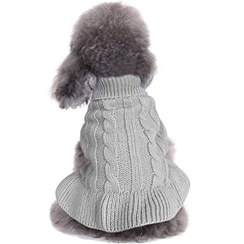 CHBORCHICEN Pullover für kleine Hunde, gestrickt, für Haustiere, Katzen, warm, Hunde-Sweatshirt, Winterkleidung, Kätzchen, Welpenpullover (XS, Kleid-Grau) von CHBORCHICEN