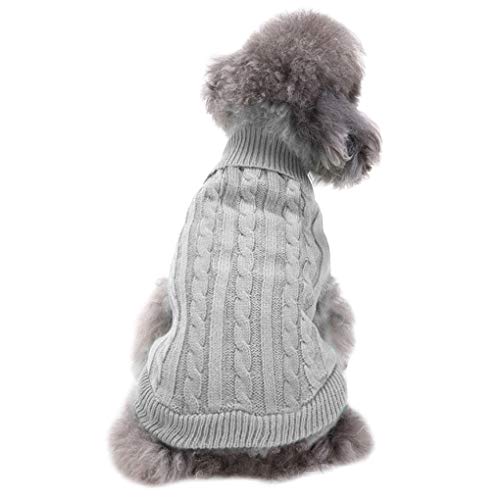 CHBORCHICEN Pullover für kleine Hunde und Katzen, gestrickt, warm, für den Winter, Größe L, Grau von CHBORCHICEN