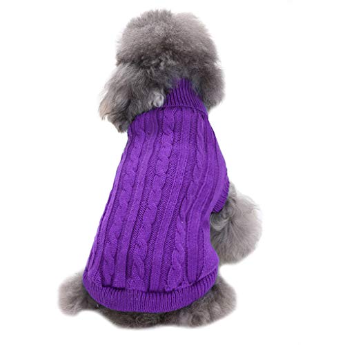 CHBORCHICEN Pullover für kleine Hunde und Katzen, gestrickt, warm, für den Winter, Größe M, Violett von CHBORCHICEN