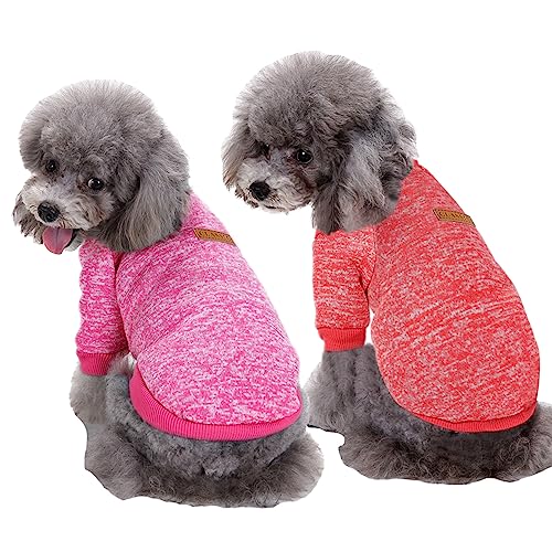 CHBORLESS Haustier-Hundepullover, warmer Hunde-Pyjama, weicher Katzenpullover, Welpenkleidung, für kleine Hunde, Winter, Hunde-Sweatshirt (Größe M, Rot + Rosenrot) von CHBORLESS
