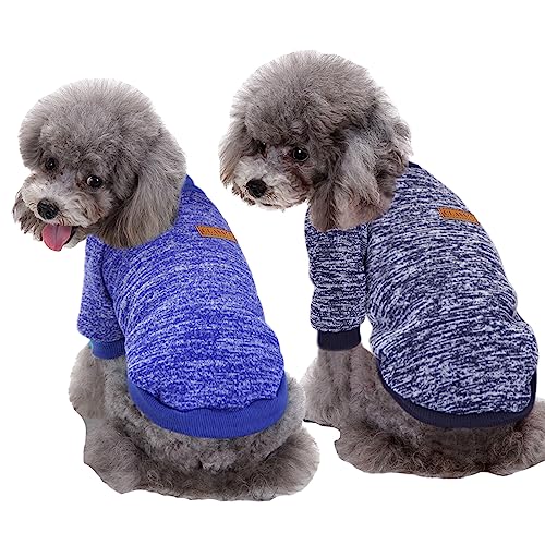 CHBORLESS Haustier-Hundepullover, warmer Hunde-Pyjama, weicher Katzenpullover, Welpenkleidung, kleine Hunde, Winter-Sweatshirt (XS, Dunkelblau + Marineblau) von CHBORLESS