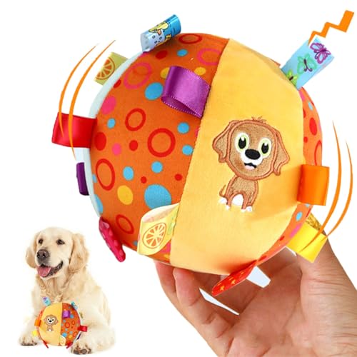 CHDGSJ 15 cm Plüsch-Hundespielzeugball,Elektronisches interaktives Haustierspielzeug mit Sound Welpen-pielzeug,Reinigungszahn-Hunde-Kauspielzeug für große,mittelgroße und kleine Hunde(B,1) von CHDGSJ