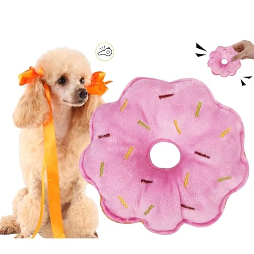 CHDGSJ Quietschendes Plüsch Hundespielzeug für Welpen,süßes weiches interaktives Hundespielzeug,Donut-Kauspielzeug für Zahnende Hunde für Kleine und Mittelgroße Hunde(B,1) von CHDGSJ