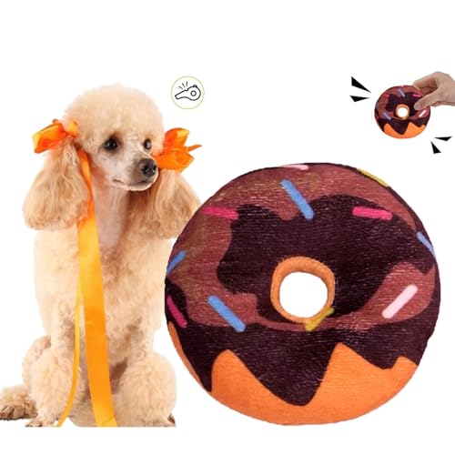 CHDGSJ Quietschendes Plüsch Hundespielzeug für Welpen,süßes weiches interaktives Hundespielzeug,Donut-Kauspielzeug für Zahnende Hunde für Kleine und Mittelgroße Hunde(C,1) von CHDGSJ