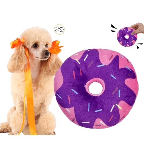 CHDGSJ Quietschendes Plüsch Hundespielzeug für Welpen,süßes weiches interaktives Hundespielzeug,Donut-Kauspielzeug für Zahnende Hunde für Kleine und Mittelgroße Hunde(D,1) von CHDGSJ