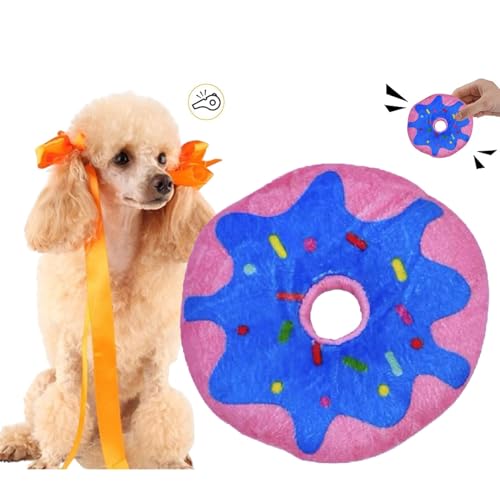 CHDGSJ Quietschendes Plüsch Hundespielzeug für Welpen,süßes weiches interaktives Hundespielzeug,Donut-Kauspielzeug für Zahnende Hunde für Kleine und Mittelgroße Hunde(F,1) von CHDGSJ