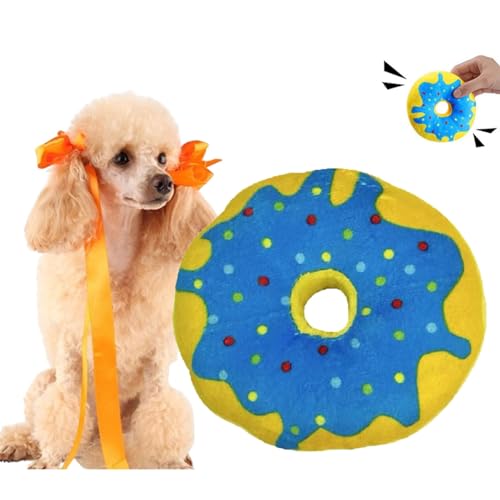 CHDGSJ Quietschendes Plüsch Hundespielzeug für Welpen,süßes weiches interaktives Hundespielzeug,Donut-Kauspielzeug für Zahnende Hunde für Kleine und Mittelgroße Hunde(I,1) von CHDGSJ
