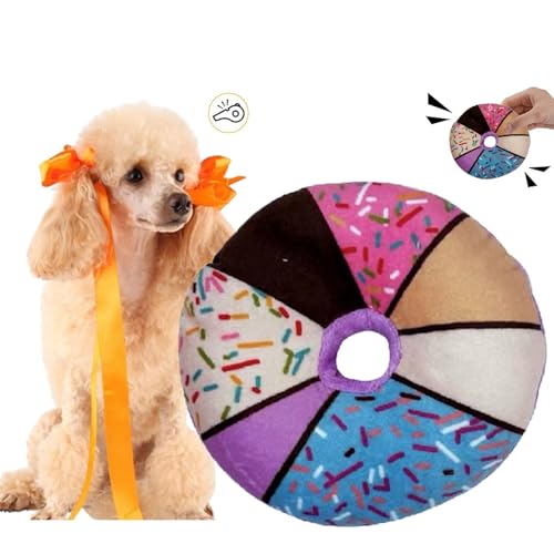 CHDGSJ Quietschendes Plüsch Hundespielzeug für Welpen,süßes weiches interaktives Hundespielzeug,Donut-Kauspielzeug für Zahnende Hunde für Kleine und Mittelgroße Hunde(J,1) von CHDGSJ