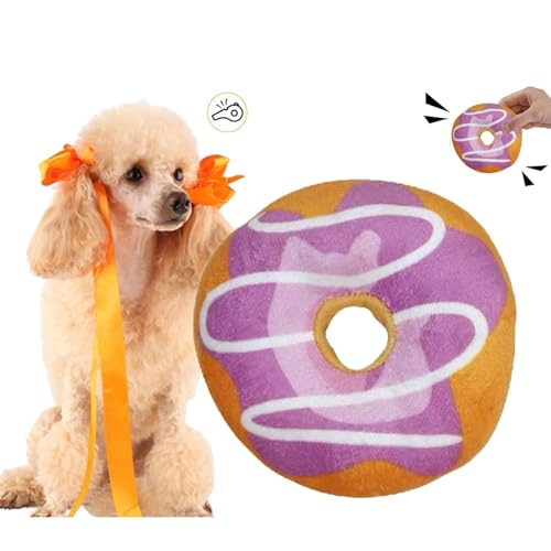 CHDGSJ Quietschendes Plüsch Hundespielzeug für Welpen,süßes weiches interaktives Hundespielzeug,Donut-Kauspielzeug für Zahnende Hunde für Kleine und Mittelgroße Hunde(L,1) von CHDGSJ