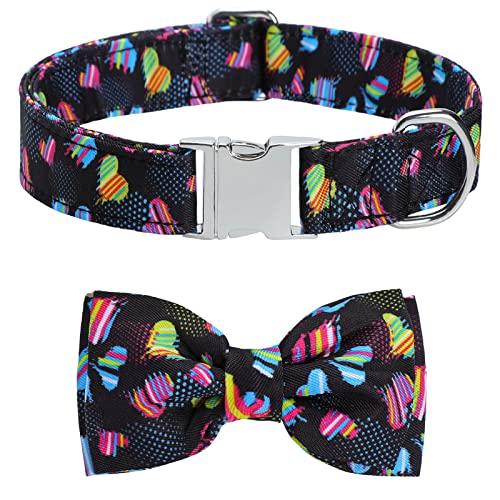 CHDLOOL Hundehalsband mit Schleife, abnehmbares und verstellbares Halsband mit Schleife für kleine, mittelgroße und große Haustiere (schwarz-S) von CHDLOOL
