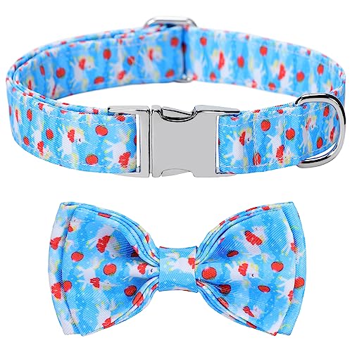 CHDLOOL Sommer-Hundehalsband mit Fliege, verstellbare Fliege, Halsbänder für kleine, mittelgroße und große Hunde und Katzen, Blau, Größe L von CHDLOOL