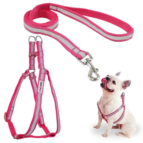 Reflektierendes Hundegeschirr, verstellbar, robust und mit Schnellverschluss-Schnallen (Rosa, M) von CHECKBO