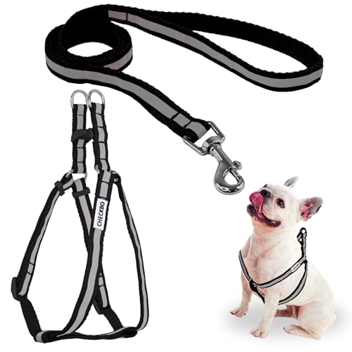 Reflektierendes Hundegeschirr – verstellbar, robust und mit Schnellverschluss-Schnallen (Schwarz, S) von CHECKBO
