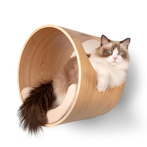 CHEERHOME PETS Katzen-Wandregale, rund, für große Katzenbetten, Regal mit Kissen, Wandmontage, Katzenhütte, Sitzstange, Holz-Katzen-Wandmöbel, 40,9 x 30 x 40,9 cm, Unterstützung bis 22,7 kg (rechte CHEERHOME PETS Katzen-Wandregale, rund, für große Katzenbetten, Regal mit Kissen, Wandmontage, Katzenhütte, Sitzstange, Holz-Katzen-Wandmöbel, 40,9 x 30 x 40,9 cm, Unterstützung bis 22,7 kg (rechte von CHEERHOME PETS