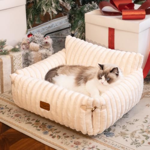 CHEERHOME PETS Katzen- und Hunde-Couch-Bett für den Innenbereich, flauschiges Katzensofa, Liege mit abnehmbarem, waschbarem Bezug, niedliche Haustier-Lounge, geeignet für Welpen, Kätzchen, Off-White CHEERHOME PETS Katzen- und Hunde-Couch-Bett für den Innenbereich, flauschiges Katzensofa, Liege mit abnehmbarem, waschbarem Bezug, niedliche Haustier-Lounge, geeignet für Welpen, Kätzchen, Off-White von CHEERHOME PETS