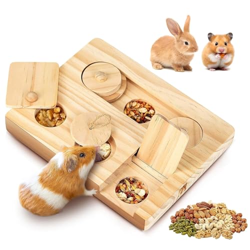 CHEERLINK Hamster Futtersuchspielzeug, 6 In 1 Meerschweinchen Spielzeug, Hamster Spielzeug aus Holz，Hamster Accessory Set für Kleine Haustiere, Interaktives Ratten Hamster Chinchillas von CHEERLINK