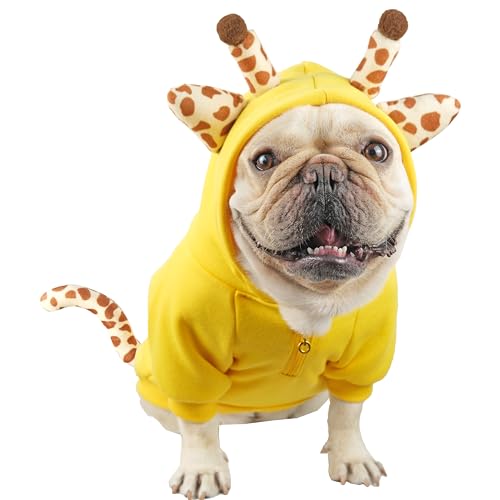 CHEERTAILS Französische Bulldogge, Halloween-Kostüm, Pullover für mittelgroße Hunde, Mädchen und Jungen, Frenchie-Kleidung, lustige Giraffe, Haustier-Halloween-Kostüme, Wintermantel, Hoodies für Hund CHEERTAILS Französische Bulldogge, Halloween-Kostüm, Pullover für mittelgroße Hunde, Mädchen und Jungen, Frenchie-Kleidung, lustige Giraffe, Haustier-Halloween-Kostüme, Wintermantel, Hoodies für Hund von CHEERTAILS