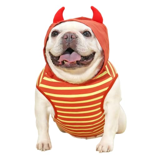 CHEERTAILS Frenchie-Kleidung, Hemd, Halloween-Hundekostüm, französische Bulldogge, Kapuzenpullover, Sweatshirt, lustiges Haustierkostüm, Tanktop, für alle Jahreszeiten, Alltag, Red Bull,M von CHEERTAILS