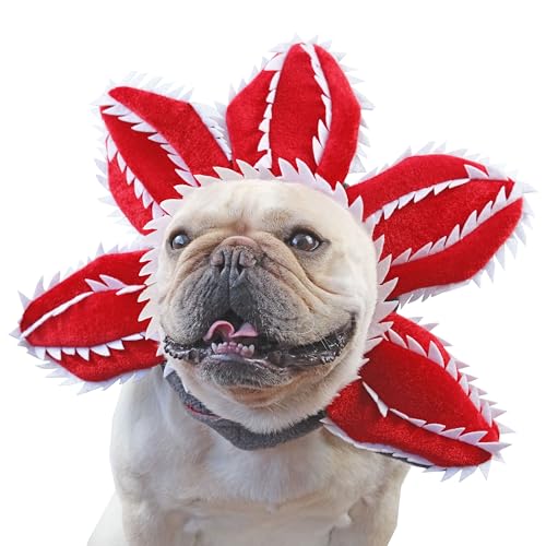 CHEERTAILS Hundekostüm, Hut, Ohrwickel, Piranha-Pflanzen-Design, lustige Halloween-Kostüme, Kopfbedeckung, warme Haustier-Ohr-Kopfwickel für kaltes Wetter, Haustier-Cosplay-Kleidung für von CHEERTAILS