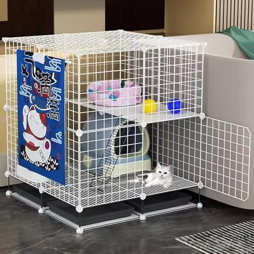 DIY-Katzenlaufstall für den Innenbereich, Katzenkäfig, abnehmbarer Katzenkäfig aus Metall mit Katzentoilette, Katzenhängematte und Katzentoilette, großer Übungsort, ideal für 1–2 Katzen, Fre DIY-Katzenlaufstall für den Innenbereich, Katzenkäfig, abnehmbarer Katzenkäfig aus Metall mit Katzentoilette, Katzenhängematte und Katzentoilette, großer Übungsort, ideal für 1–2 Katzen, Fre von CHEMYO