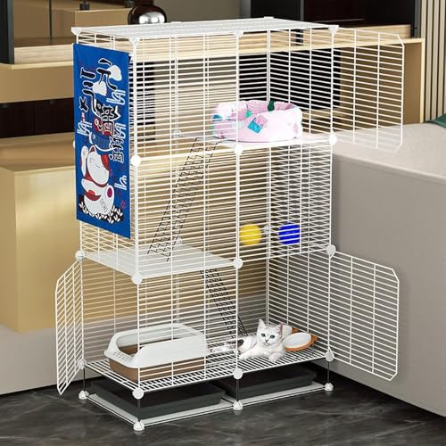 DIY-Katzenlaufstall für den Innenbereich, Katzenkäfig, abnehmbarer Katzenkäfig aus Metall mit Katzentoilette, Katzenhängematte und Katzentoilette, großer Übungsort, ideal für 1–2 Katzen, Fre DIY-Katzenlaufstall für den Innenbereich, Katzenkäfig, abnehmbarer Katzenkäfig aus Metall mit Katzentoilette, Katzenhängematte und Katzentoilette, großer Übungsort, ideal für 1–2 Katzen, Fre von CHEMYO