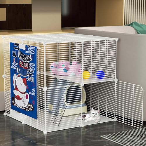 DIY-Katzenlaufstall für den Innenbereich, Katzenkäfig, abnehmbarer Katzenkäfig aus Metall mit Katzentoilette, Katzenhängematte und Katzentoilette, großer Übungsort, ideal für 1–2 Katzen, Fre DIY-Katzenlaufstall für den Innenbereich, Katzenkäfig, abnehmbarer Katzenkäfig aus Metall mit Katzentoilette, Katzenhängematte und Katzentoilette, großer Übungsort, ideal für 1–2 Katzen, Fre von CHEMYO