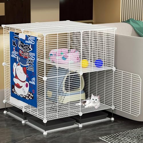 DIY-Katzenlaufstall für den Innenbereich, Katzenkäfig, abnehmbarer Katzenkäfig aus Metall mit Katzentoilette, Katzenhängematte und Katzentoilette, großer Übungsort, ideal für 1–2 Katzen, Fre DIY-Katzenlaufstall für den Innenbereich, Katzenkäfig, abnehmbarer Katzenkäfig aus Metall mit Katzentoilette, Katzenhängematte und Katzentoilette, großer Übungsort, ideal für 1–2 Katzen, Fre von CHEMYO