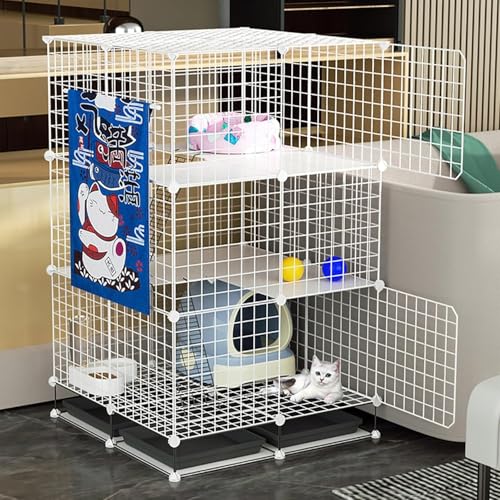 DIY-Katzenlaufstall für den Innenbereich, Katzenkäfig, abnehmbarer Katzenkäfig aus Metall mit Katzentoilette, Katzenhängematte und Katzentoilette, großer Übungsort, ideal für 1–2 Katzen, Fre DIY-Katzenlaufstall für den Innenbereich, Katzenkäfig, abnehmbarer Katzenkäfig aus Metall mit Katzentoilette, Katzenhängematte und Katzentoilette, großer Übungsort, ideal für 1–2 Katzen, Fre von CHEMYO