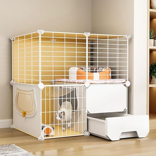 Große Katzenkäfige für den Innenbereich mit Katzentoilette, DIY-Katzenhaus, Laufstall für Haustiere, Katzengehege, Kätzchengehege, abnehmbare Zwinger aus Metalldraht, großer Übungsplatz (Gr Große Katzenkäfige für den Innenbereich mit Katzentoilette, DIY-Katzenhaus, Laufstall für Haustiere, Katzengehege, Kätzchengehege, abnehmbare Zwinger aus Metalldraht, großer Übungsplatz (Gr von CHEMYO