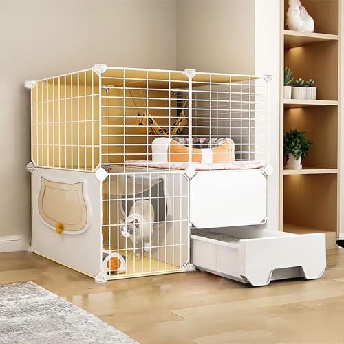 Große Katzenkäfige für den Innenbereich mit Katzentoilette, DIY-Katzenhaus, Laufstall für Haustiere, Katzengehege, Kätzchengehege, abnehmbare Zwinger aus Metalldraht, großer Übungsplatz (Gr Große Katzenkäfige für den Innenbereich mit Katzentoilette, DIY-Katzenhaus, Laufstall für Haustiere, Katzengehege, Kätzchengehege, abnehmbare Zwinger aus Metalldraht, großer Übungsplatz (Gr von CHEMYO