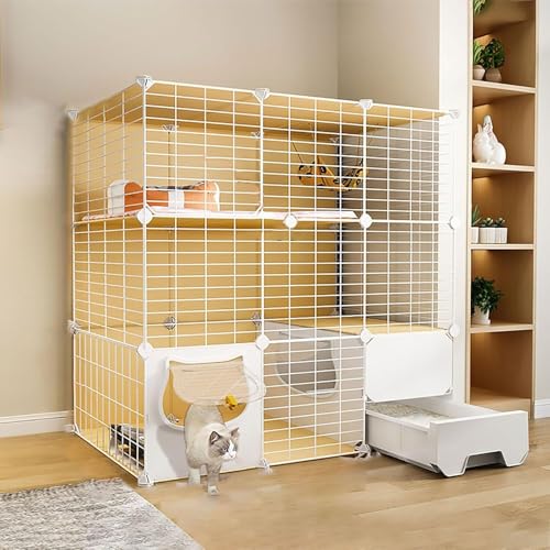 Große Katzenkäfige für den Innenbereich mit Katzentoilette, DIY-Katzenhaus, Laufstall für Haustiere, Katzengehege, Kätzchengehege, abnehmbare Zwinger aus Metalldraht, großer Übungsplatz (Grö Große Katzenkäfige für den Innenbereich mit Katzentoilette, DIY-Katzenhaus, Laufstall für Haustiere, Katzengehege, Kätzchengehege, abnehmbare Zwinger aus Metalldraht, großer Übungsplatz (Grö von CHEMYO