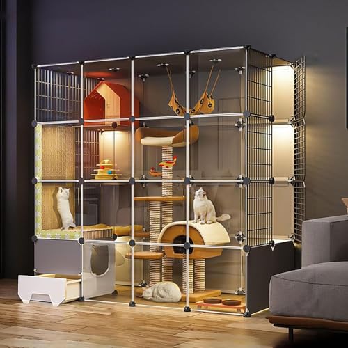 Großer Katzenkäfig für den Innenbereich, DIY-Katzenlaufstall, Katzengehege mit Katzentoilette, halbgeschlossener Katzenzaun, abnehmbarer Kleintierkäfig, für Kätzchen, Meerschweinchen, Häsch Großer Katzenkäfig für den Innenbereich, DIY-Katzenlaufstall, Katzengehege mit Katzentoilette, halbgeschlossener Katzenzaun, abnehmbarer Kleintierkäfig, für Kätzchen, Meerschweinchen, Häsch von CHEMYO