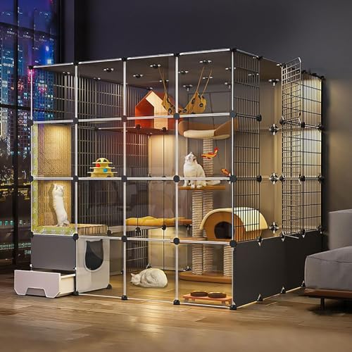 Großer Katzenkäfig für den Innenbereich, DIY-Katzenlaufstall, Katzengehege mit Katzentoilette, halbgeschlossener Katzenzaun, abnehmbarer Kleintierkäfig, für Kätzchen, Meerschweinchen, Häsch Großer Katzenkäfig für den Innenbereich, DIY-Katzenlaufstall, Katzengehege mit Katzentoilette, halbgeschlossener Katzenzaun, abnehmbarer Kleintierkäfig, für Kätzchen, Meerschweinchen, Häsch von CHEMYO