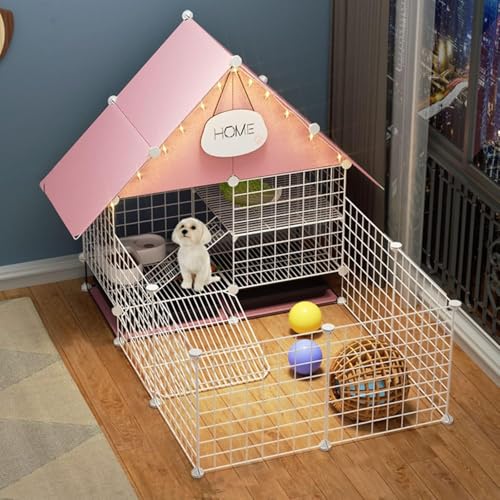 Haustier-Laufstall, Hunde-Laufstall – DIY-Kleintierkäfig für den Innen- und Außenbereich, tragbarer Metalldraht-Hofzaun für Welpen, Kätzchen, Hasen Haustier-Laufstall, Hunde-Laufstall – DIY-Kleintierkäfig für den Innen- und Außenbereich, tragbarer Metalldraht-Hofzaun für Welpen, Kätzchen, Hasen von CHEMYO