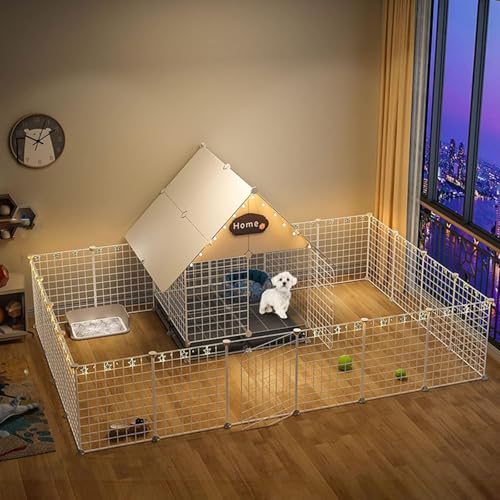 Hundelaufstall – DIY-Laufstall für Haustiere, Katzenkäfig, Hundestall für den Innenbereich, Kleintierkäfig für drinnen und draußen, Metalldraht-Hofzaun für Welpen, Kätzchen, Meerschweinchen Hundelaufstall – DIY-Laufstall für Haustiere, Katzenkäfig, Hundestall für den Innenbereich, Kleintierkäfig für drinnen und draußen, Metalldraht-Hofzaun für Welpen, Kätzchen, Meerschweinchen von CHEMYO