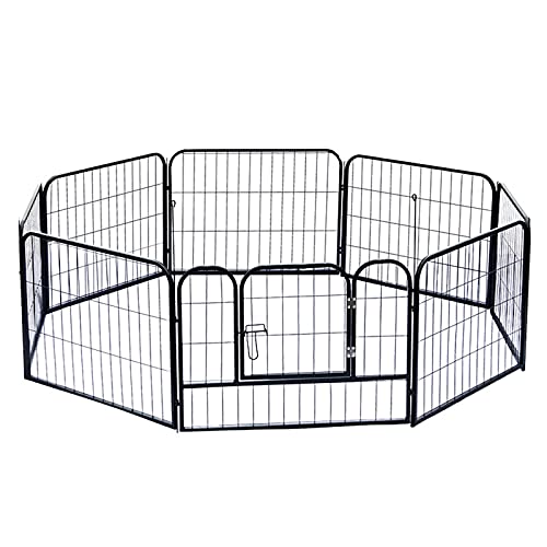 Hundelaufstall – Welpengehege für drinnen, zusammenklappbarer Laufkäfig, Metallzaun für Hunde, Katzen, drinnen/draußen, 8 Panel, schwarz (60 cm x 80 cm) von CHEMYO