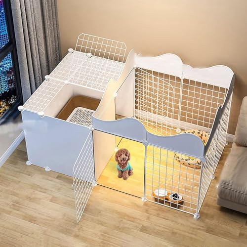Hundelaufstall für den Innenbereich, Haustier-Laufstall für kleine Hunde, DIY-Kleintierkäfig, tragbarer Drahtzaun mit separater Toilette für kleine Tiere, Welpen, Kätzchen und Kaninchen, Hof Hundelaufstall für den Innenbereich, Haustier-Laufstall für kleine Hunde, DIY-Kleintierkäfig, tragbarer Drahtzaun mit separater Toilette für kleine Tiere, Welpen, Kätzchen und Kaninchen, Hof von CHEMYO