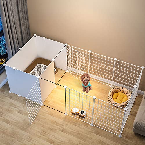 Hundestall Indoor – Katzenkäfig Kaninchenstall, Metall Haustier Laufstall Katzen Übungsstall Kistenkäfig Zwinger Hund Faltbar für Meerschweinchen, Kaninchen, Rennmäuse, Welpen, DIY Metalldr von CHEMYO