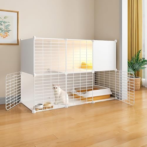 Indoor-Katzenkäfige, Kätzchengehege, Katzenlaufstall, abnehmbare Metallhütte, Katzenvilla, kleines Tierhaus, selbstgebaute Katzenkiste (Farbe: Weiß, Größe: 41,3" LX 13,8" WX 27,5" H) von CHEMYO
