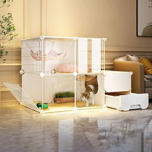 Kätzchen-Laufstall für Hauskatzen, Kaninchenkäfig, Kätzchen-Laufstall, DIY-Draht, tragbarer Hofzaun mit transparenter Tür und leicht zu beobachtender Haustierdynamik (Farbe: Weiß, Größe: 107 Kätzchen-Laufstall für Hauskatzen, Kaninchenkäfig, Kätzchen-Laufstall, DIY-Draht, tragbarer Hofzaun mit transparenter Tür und leicht zu beobachtender Haustierdynamik (Farbe: Weiß, Größe: 107 von CHEMYO
