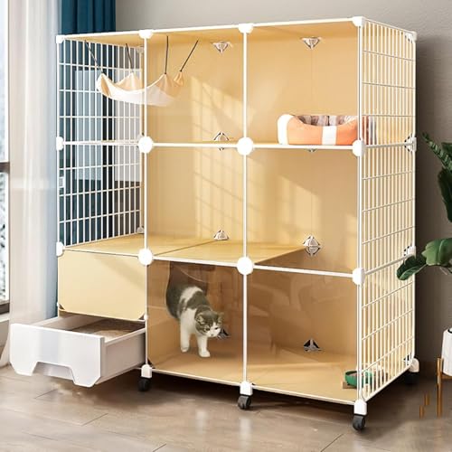 Katzengehege für den Innenbereich, Katzenhütte, Katzenlaufstall für Hauskatzen, Haustierkäfig, DIY-Katzengehege, großer Laufstall, abnehmbarer Metalldraht, großer Übungsplatz, ideal für 1–2 Katzengehege für den Innenbereich, Katzenhütte, Katzenlaufstall für Hauskatzen, Haustierkäfig, DIY-Katzengehege, großer Laufstall, abnehmbarer Metalldraht, großer Übungsplatz, ideal für 1–2 von CHEMYO